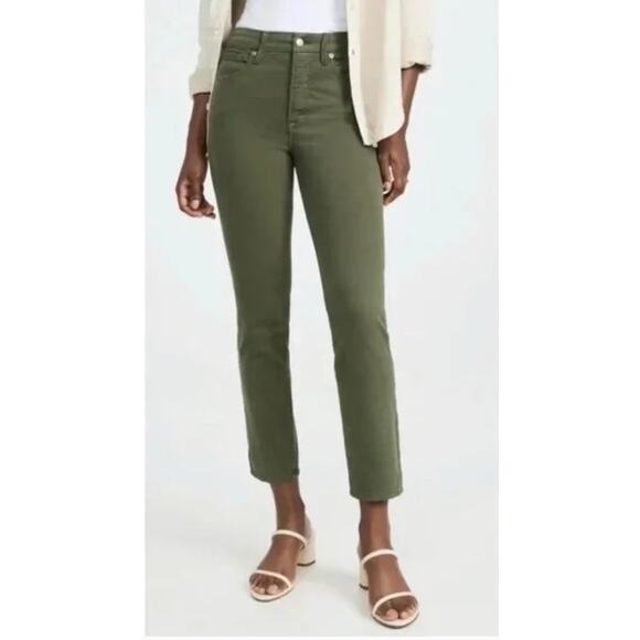 Good American NWT Good Classic Fern Green Slim Straight Jeans // 00